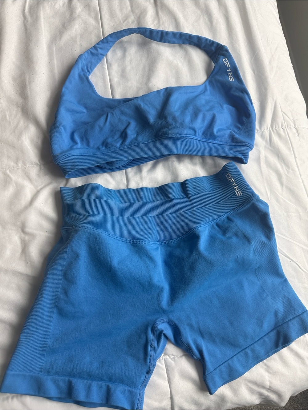 Blue Impact Sports Bra and Shorts Set - DFYNE